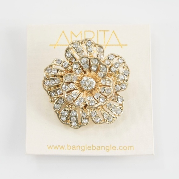 Amrita Singh Crystal Primrose Floral Cocktail Ring - Picture 2 of 5